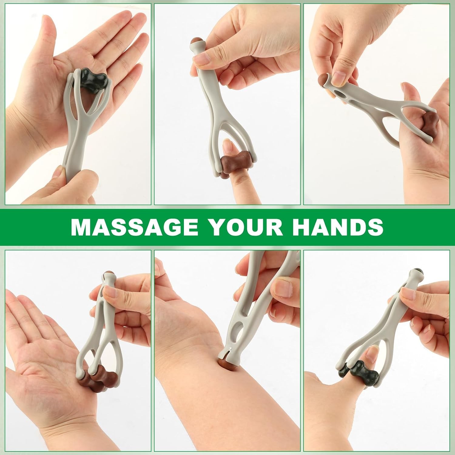 Finger Massager Hand Massage Roller Dual Sided Jade Bian Stone Massage Tool