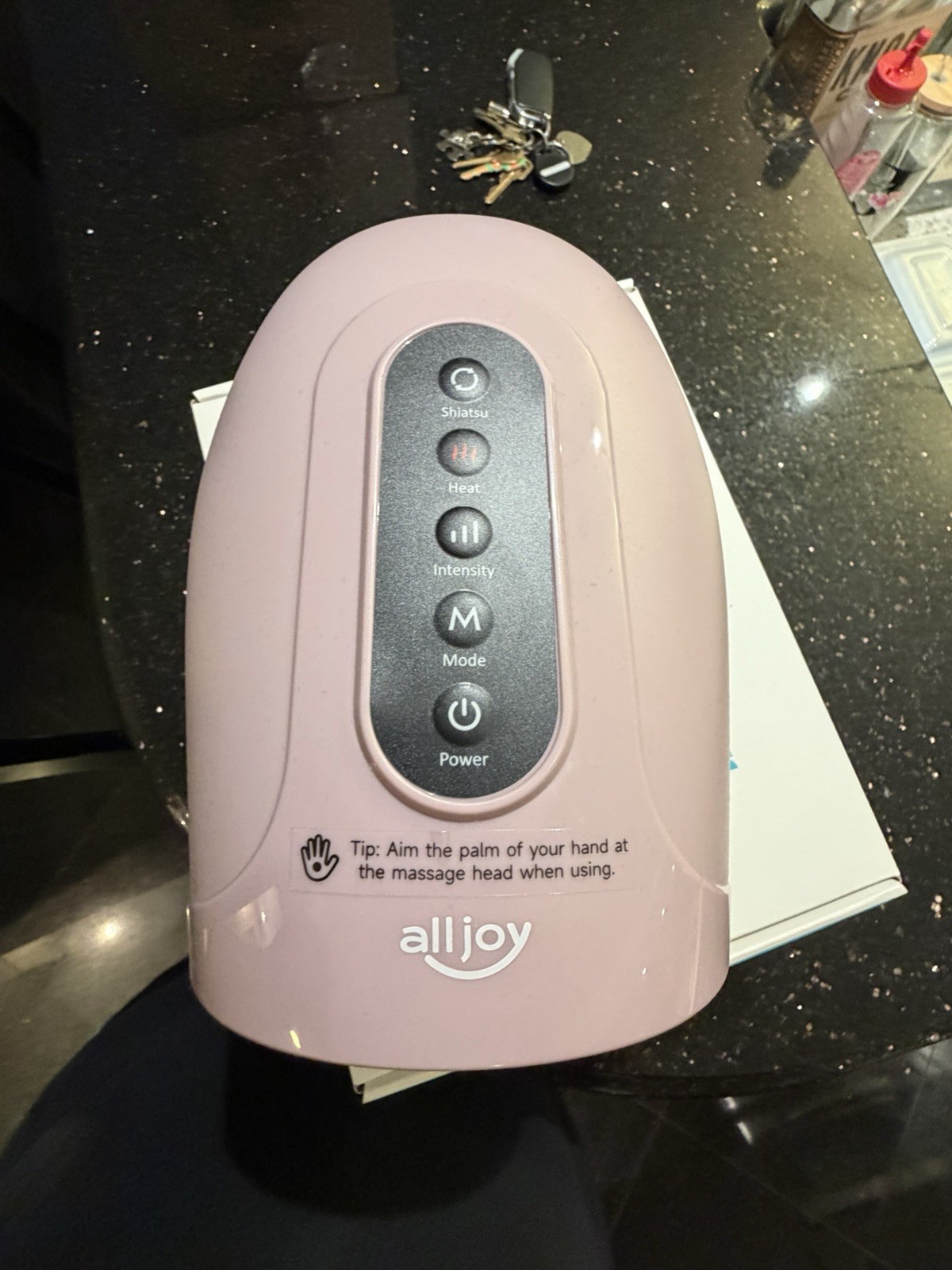 alljoy AJHDM2402 Pink Shiatsu Heated Hand Massager with Intensity Settings