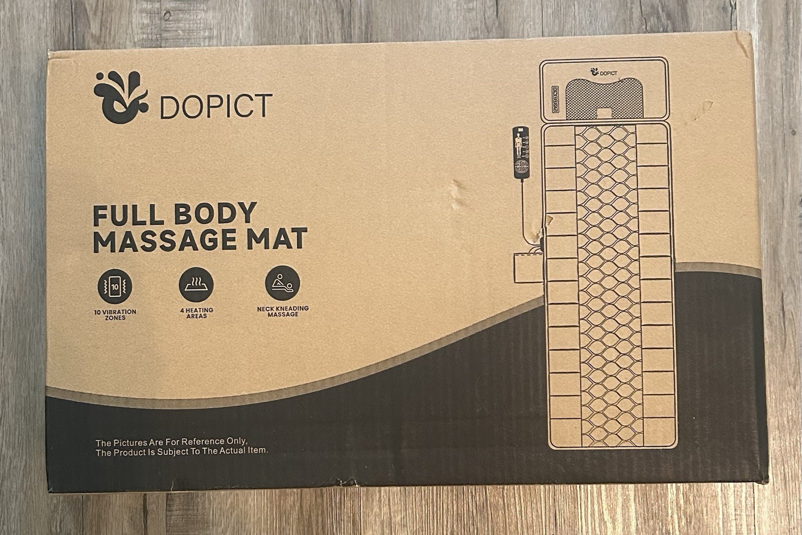DOPICT Full Body Massage Mat Heat Detachable Neck Massager 10 Motor Brown NEW