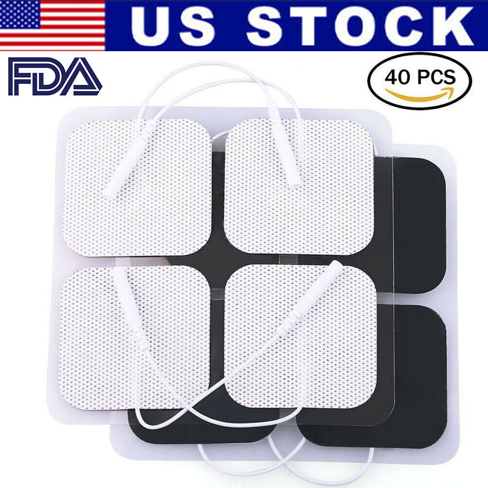 40PCS TENS Unit Electrode Pads Replacement for TENS EMS Massage 2 Inch Square