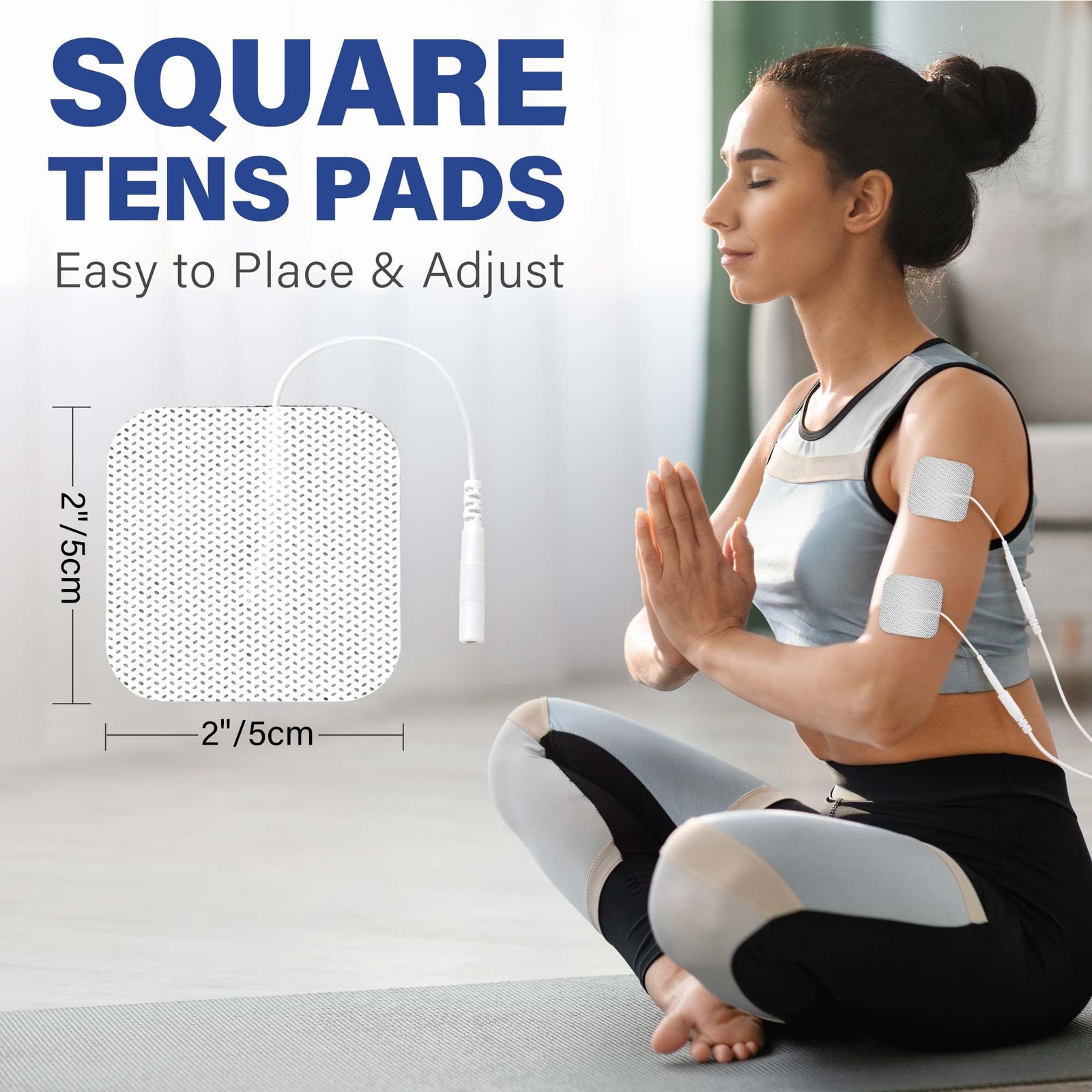 LotFancy TENS Unit Replacement Pads, 80Pcs 2 x 2 Adhesive Electrodes Pads for Mu