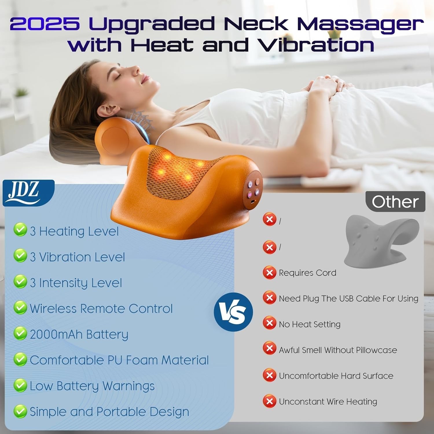 Neck Massager with Heat, Neck Massager Pillow with 3 Modes,Gift for Women Men,j