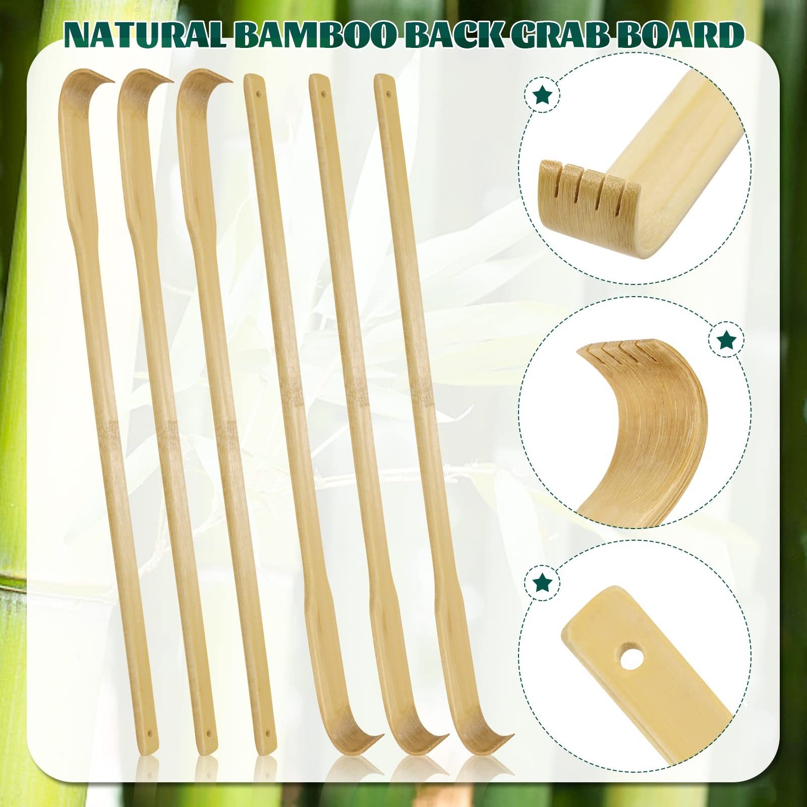 12 PCS Natural Bamboo Back Scratcher Traditional Wooden Back ScratcherLong Back