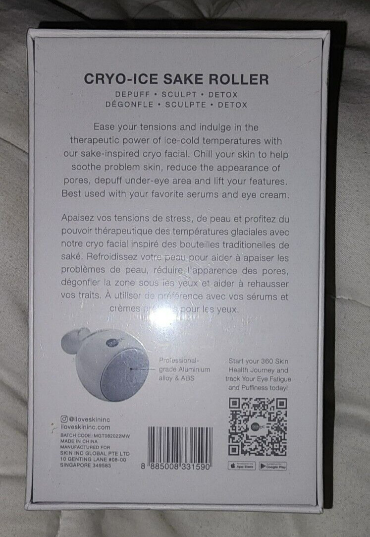 SkinInc Sculpting & Depuffing CRYO-ICE SAKE ROLLER Pink to White – Sealed & New