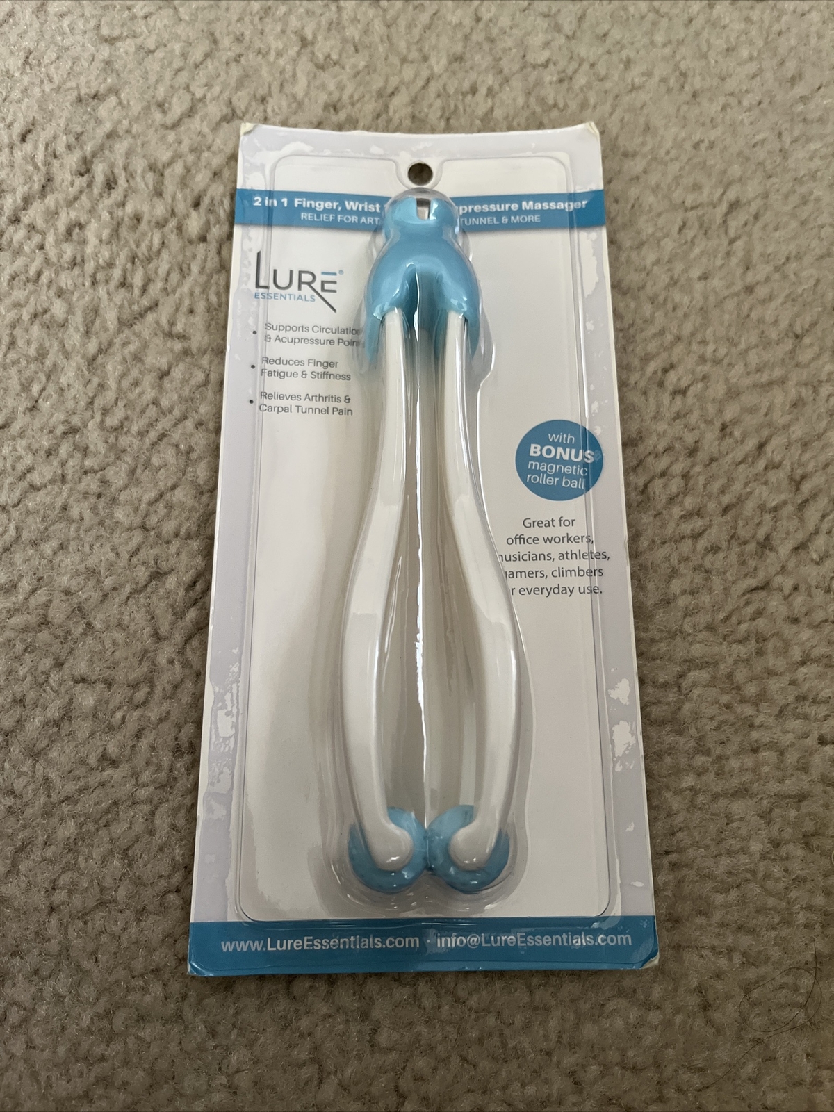 Lure Essentials Finger Wrist & Hand Massager Arthritis Pain Relief Carpal Tunnel