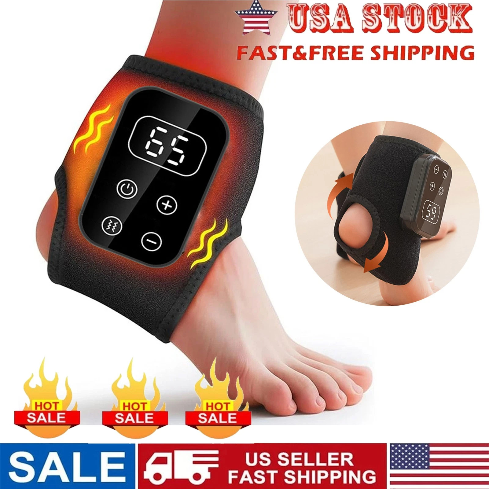 Electric Ankle Protector Ankle&Wrist Massager Foot Brace Hot Compress VibratioDk