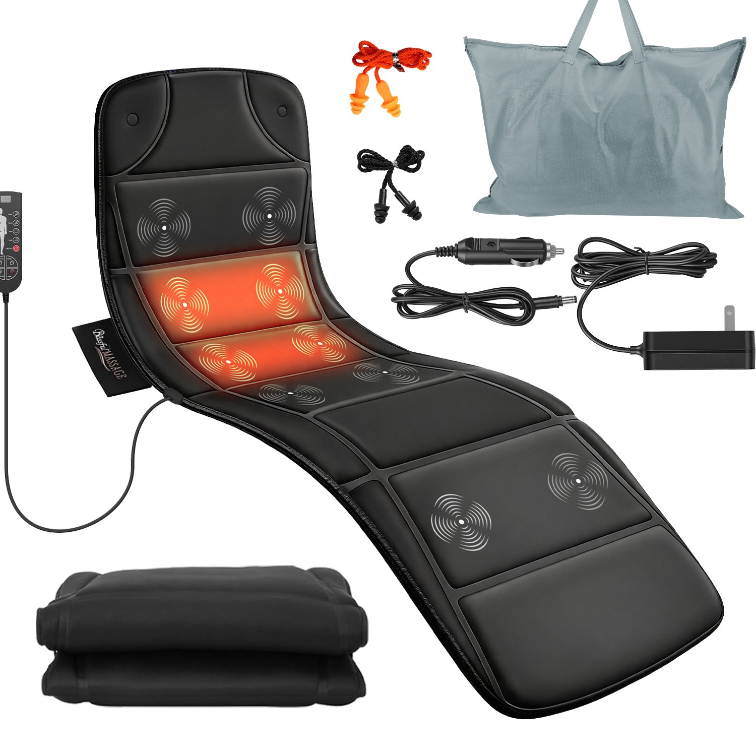 Electric Body Massage Mat Vibrating Massage Heating Mattress w/9 Modes 3 Heating
