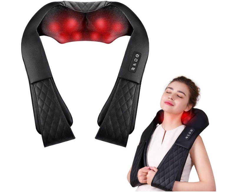 Masajeador de cuello y espalda, masajeador eléctrico con cable y calor para aliv