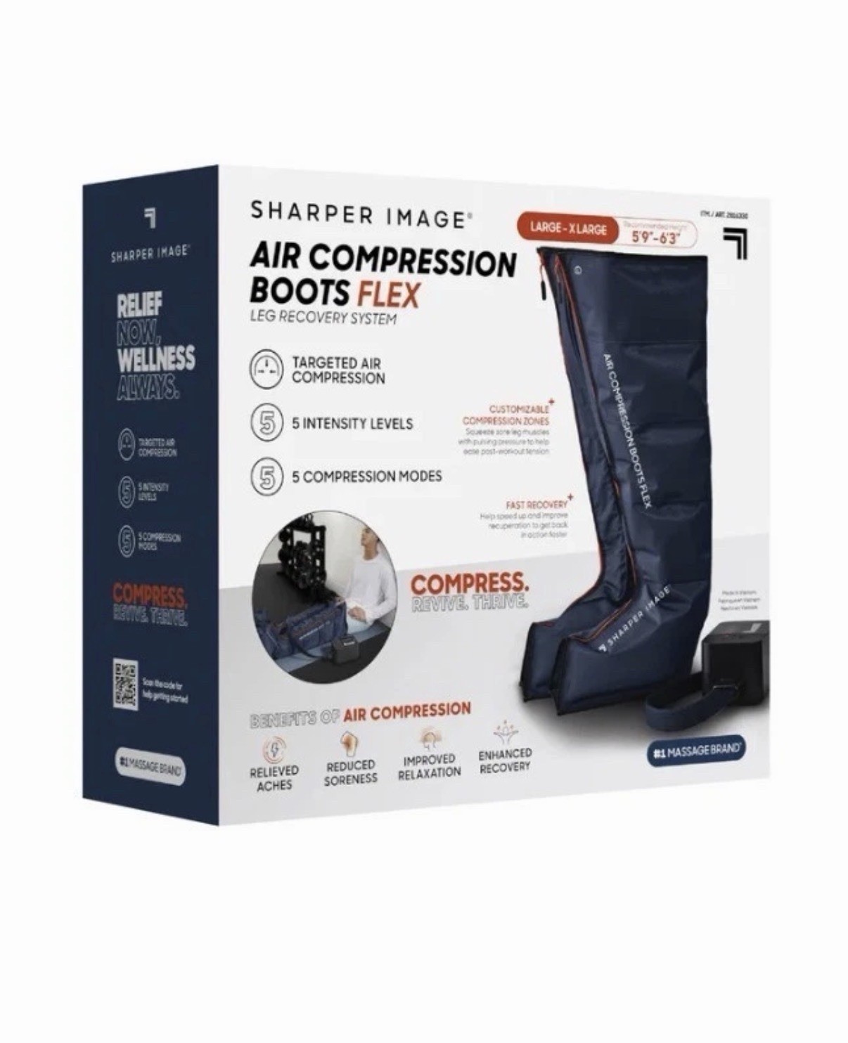 SHARPER IMAGE AIR COMPRESSION BOOTS Large/XLarge 5’9-6’3