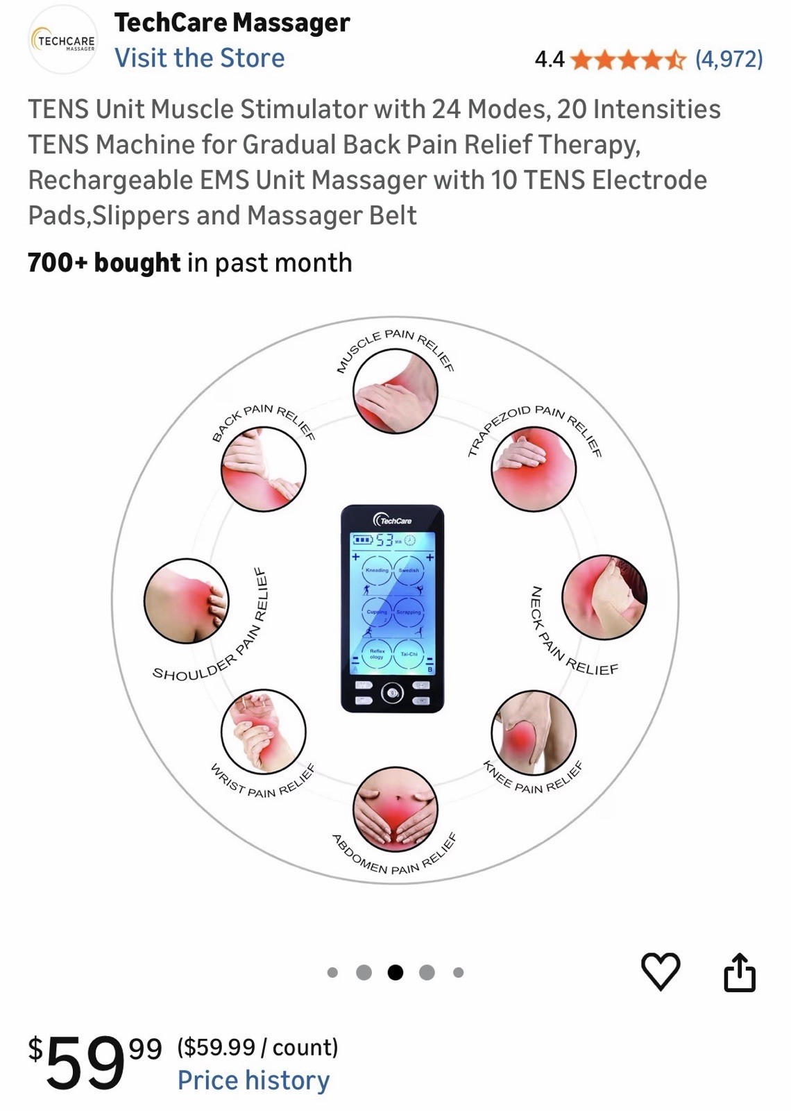 Tens Unit Muscle Stimulator 24 Modes Dual Channel Combo Set Slippers + Belt