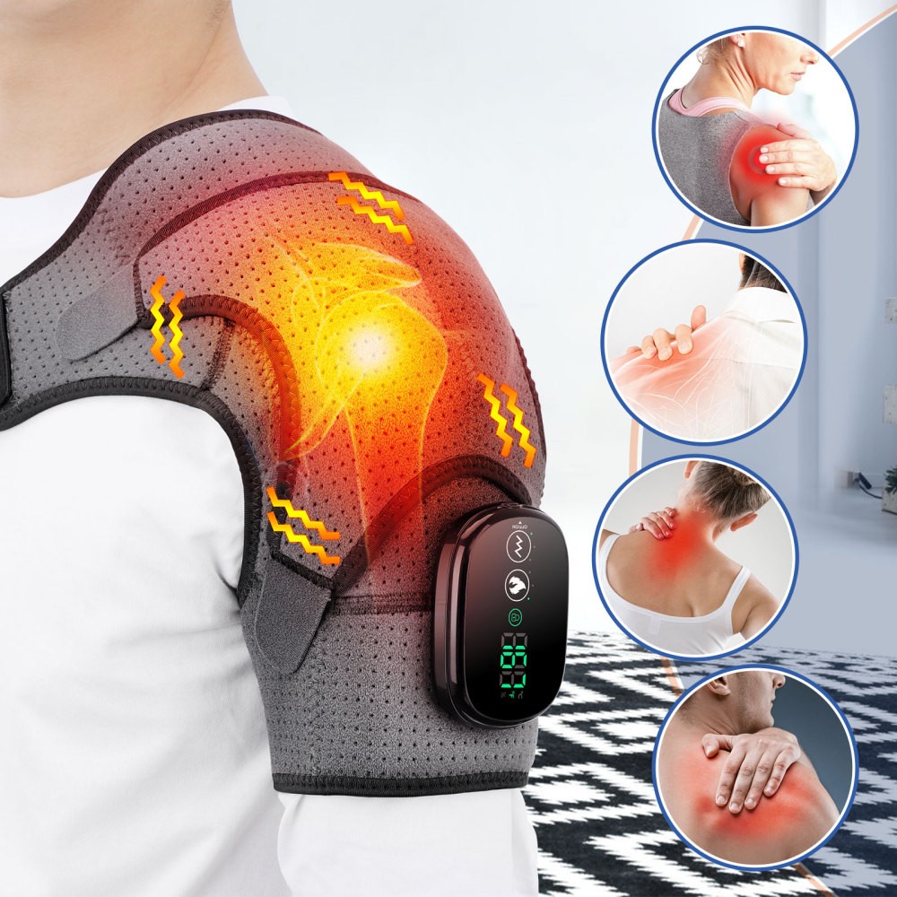 Electric Shoulder Massager Heated Vibration Shoulder Brace Wrap for Pain Relief