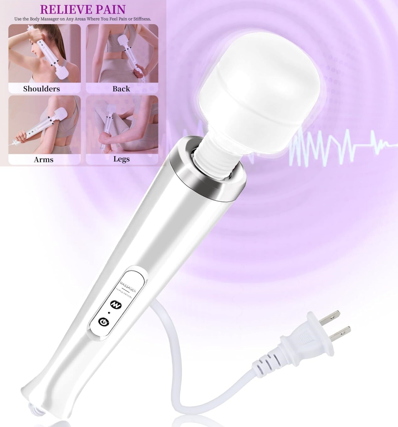 Wired Handheld Massager Whole Body Massage Muscle Back Arm Leg Foot NeckShoulder