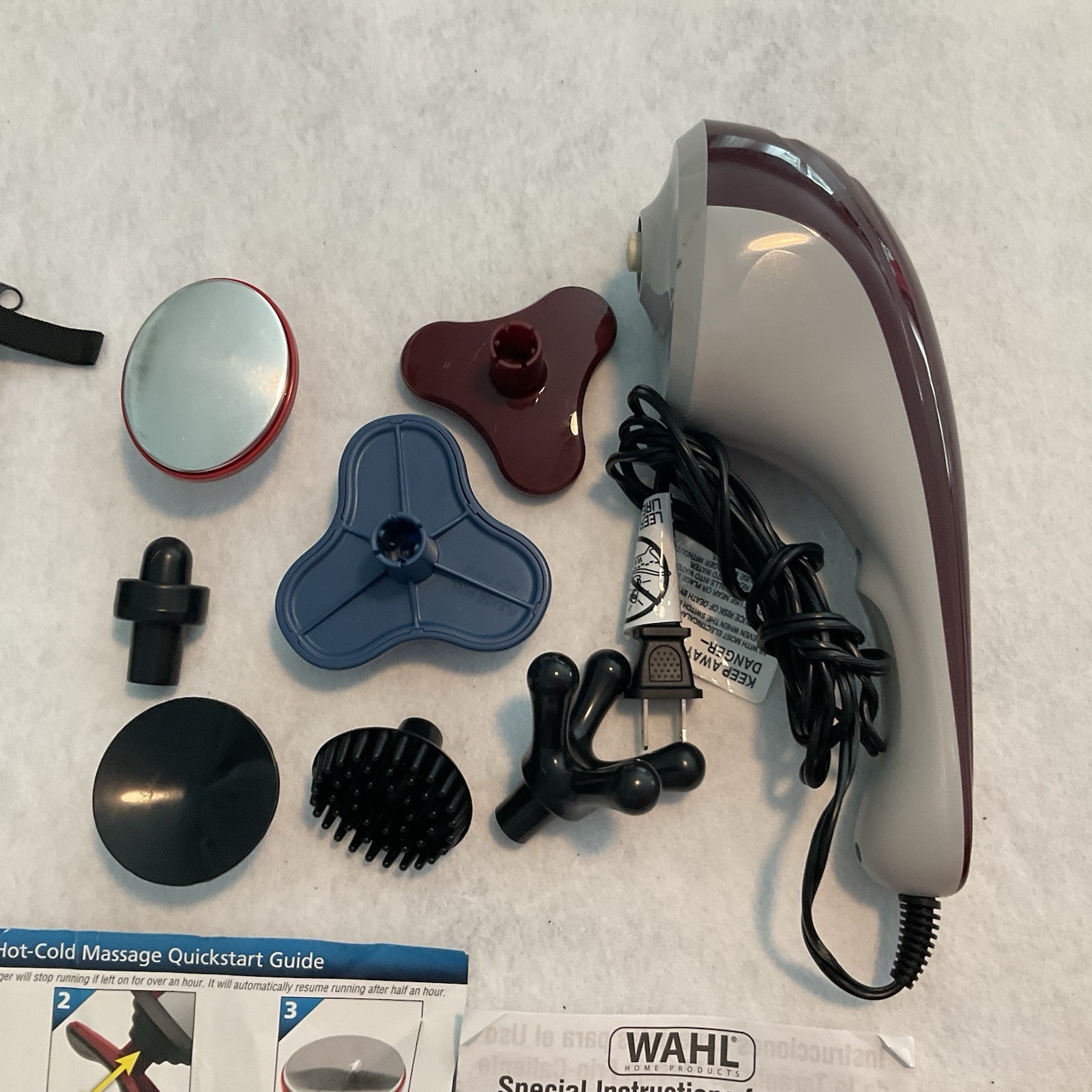 Wahl Hot Cold Deluxe Heat Therapy Electric Corded Massager 7 Attachments 4295A