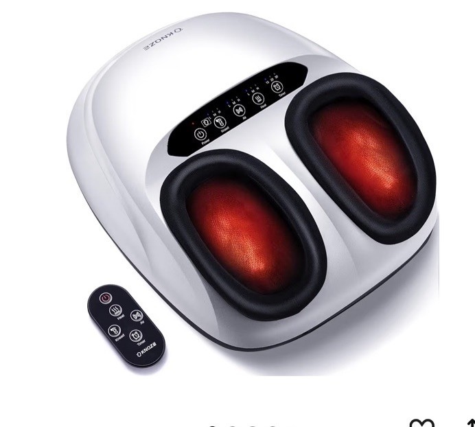 KNQZE Shiatsu Foot Massager with Heat, Compression, Deep Kneading White