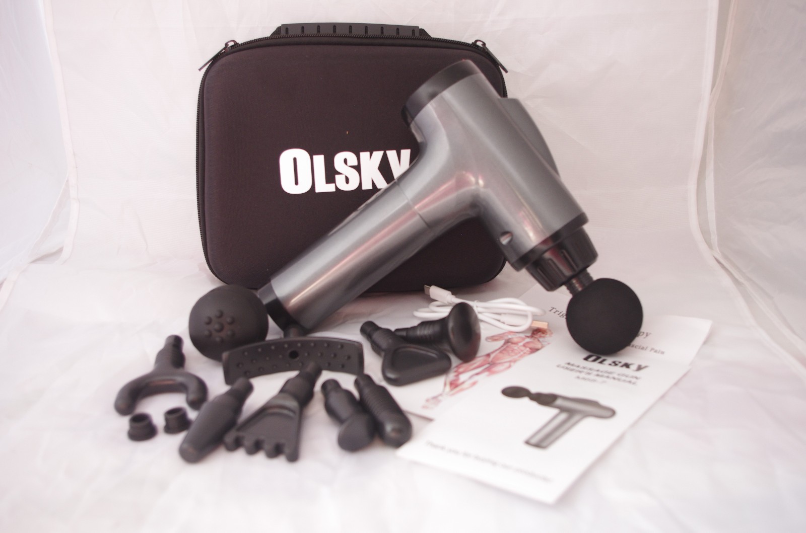 OLsky Massage Gun M68-7 Percussion Handheld Cordless with 10 Attachments