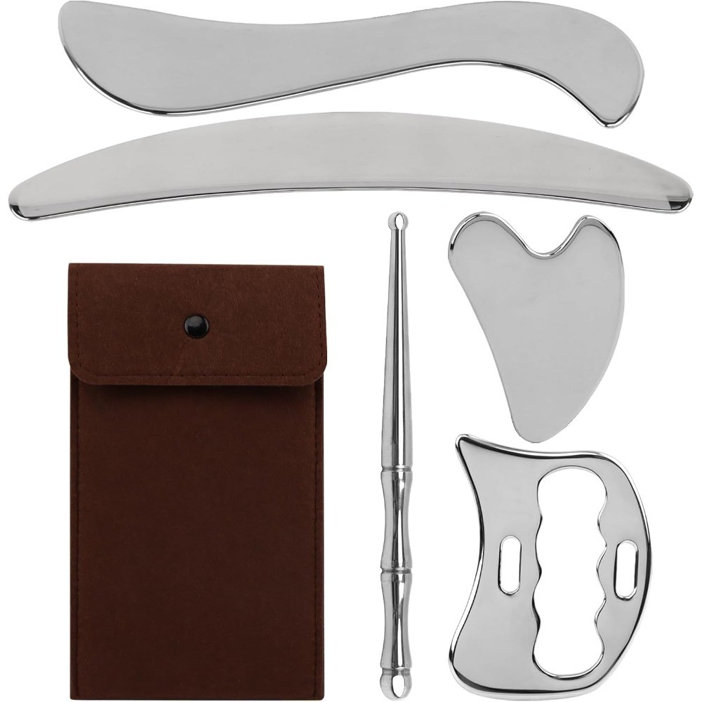 5-in-1 Stainless Steel Muscle Scraper Tool Set GuaSha Muscle Scraping Tools Set,