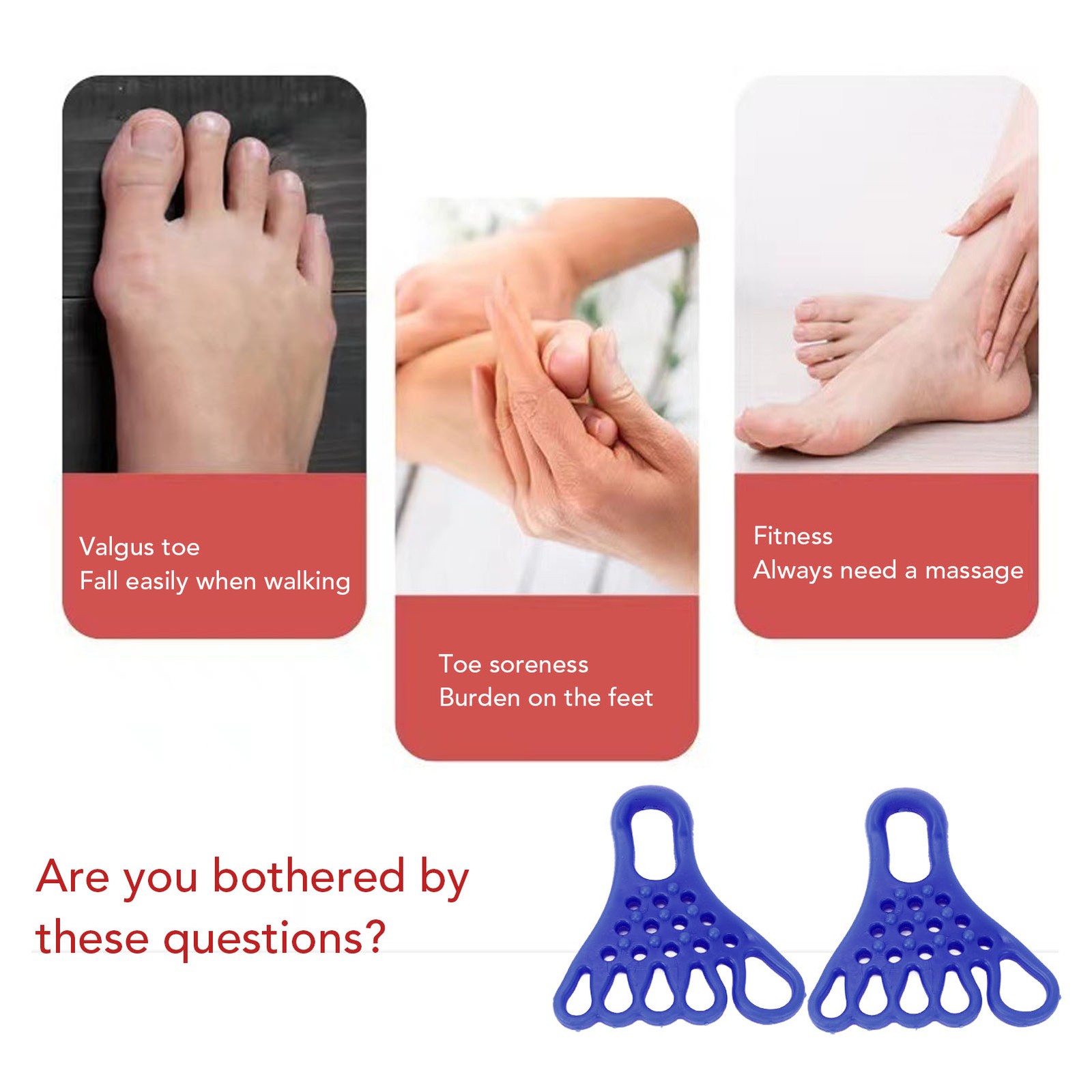 Blue Toe Foot Stretcher Muscle Relaxation TPR Foot Massage Separator Stretch NY