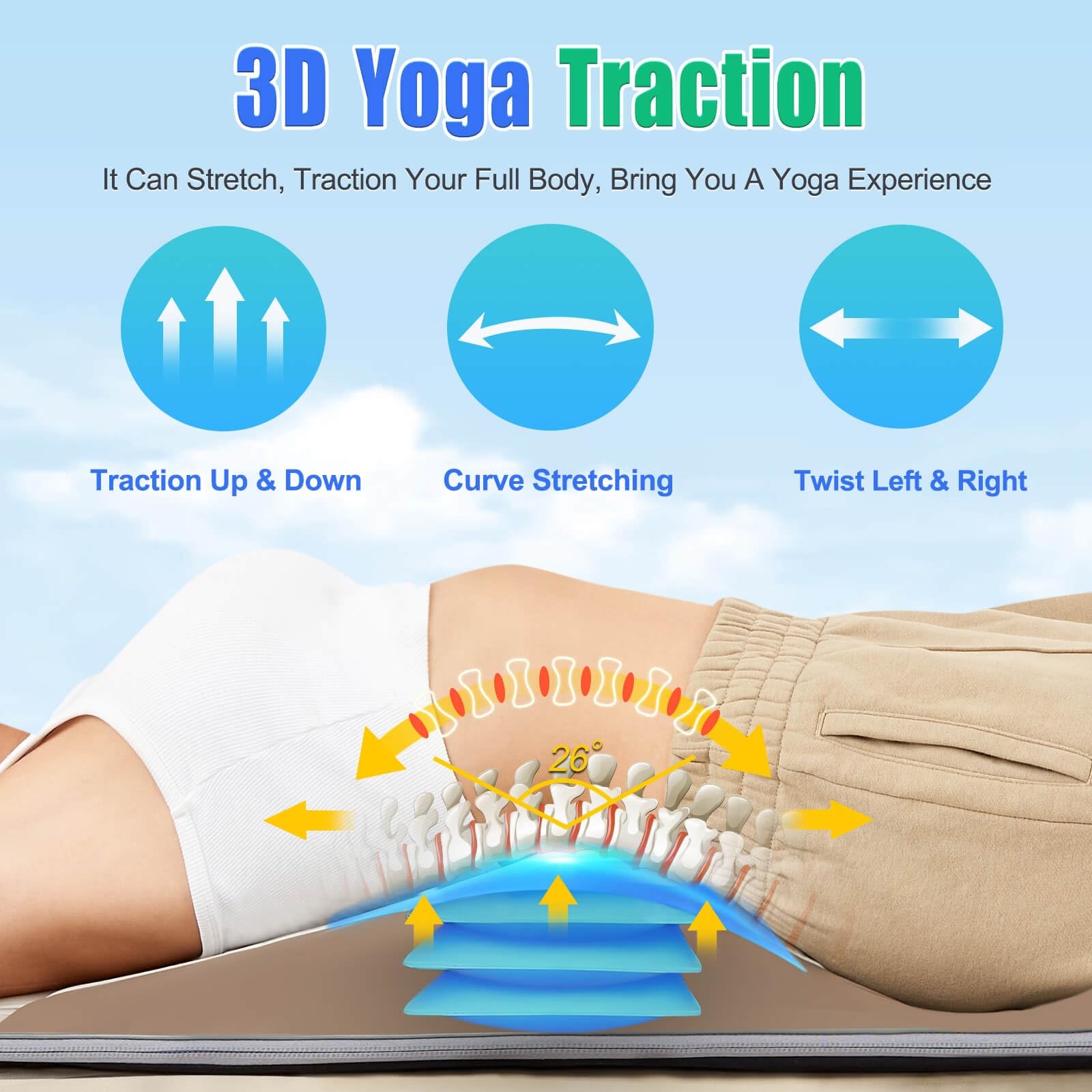 Full Body Massage Mat 3d Body Stretching Lumbar Traction Back Heating Traction