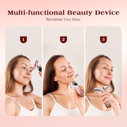 7-Color Facial Massager with Red Light Therapy & Heating Vibration for Face Lift