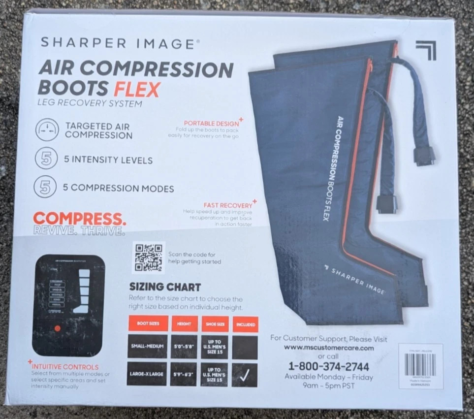 Sharper Image Air Compression Boots Flex Leg Recovery System Large/XLarge (Blue)