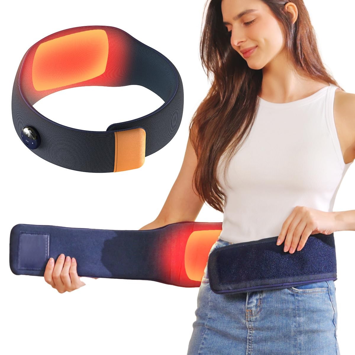 Heated Lumbar Massager with Inflatable Airbag Support, Vibration & Heat – 3-L…