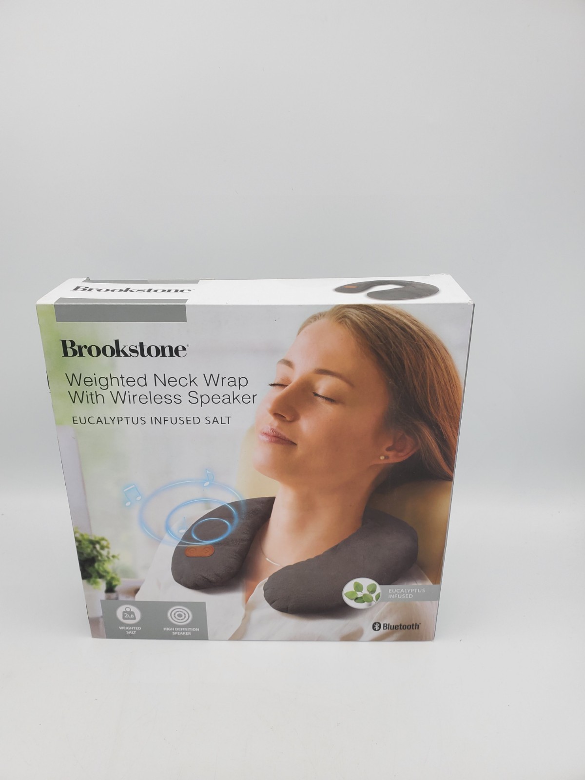 Brookstone Weighted Neck Wrap With Wireless Speaker Eucalyptus Infused Salt