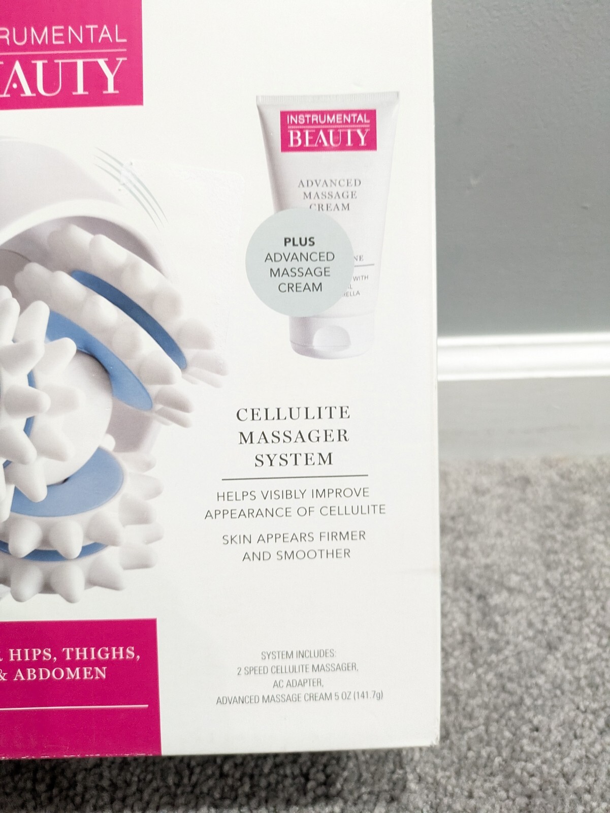 BRAND NEW INSTRUMENTAL BEAUTY CELLULITE MASSAGER BODY SYSTEM SET w CREAM THIGHS