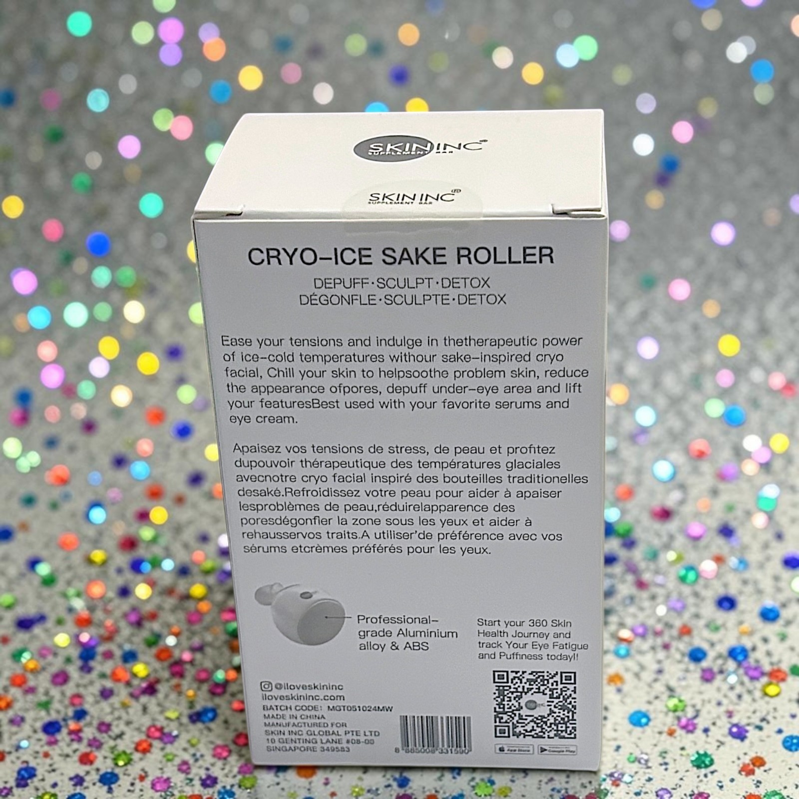 Skin Inc Cryo-Ice Sake Roller Blush Edition Face Cooling Massager Pink