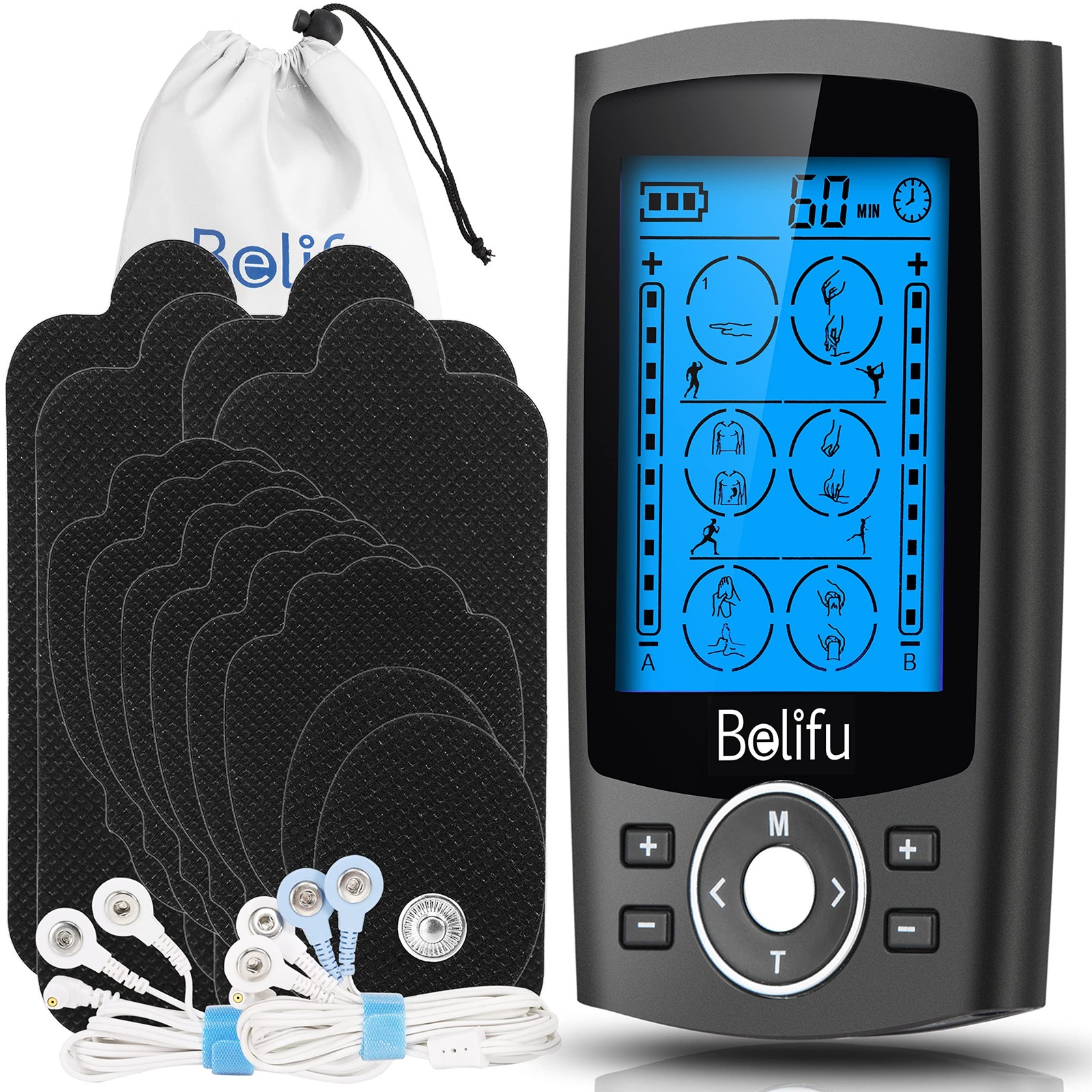 Dual Channel TENS EMS Unit with 12 Pads, 24 Modes Muscle Stimulator, Electron…