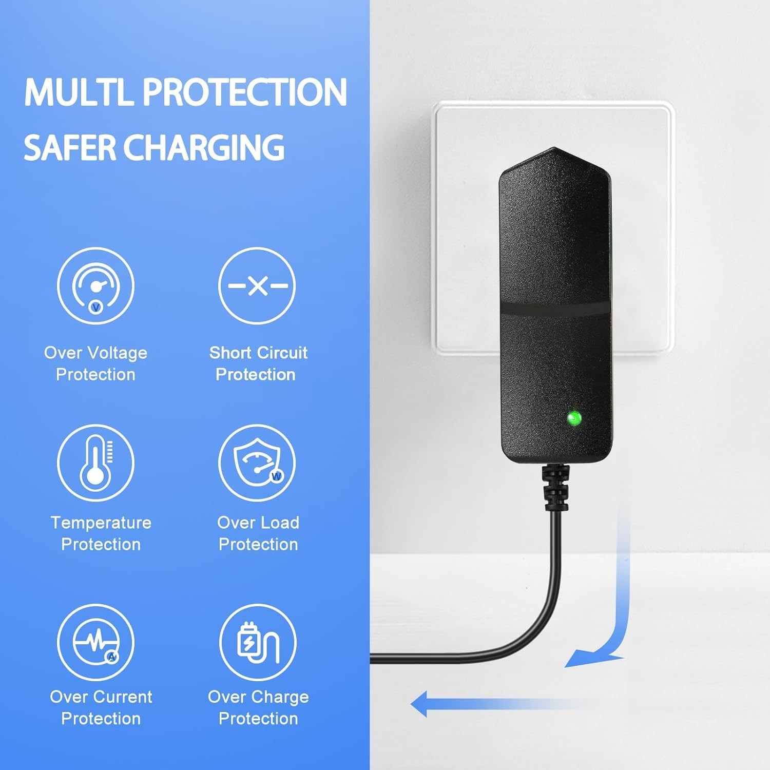 Dragonli 24V Massage Gun Charger – 1A Lightweight Barrel Connector Power Supply