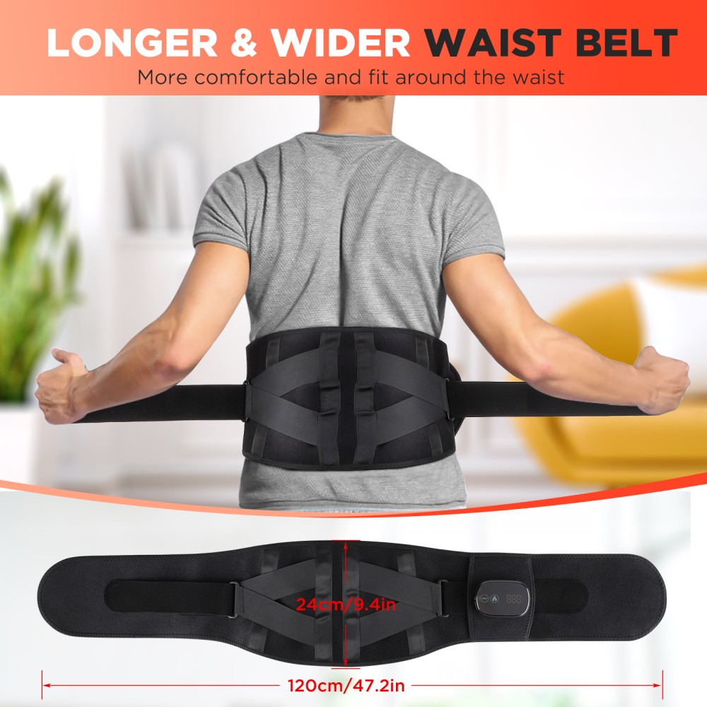 Red Light Therapy Heated Massage Belt Back Support Waist Vibration Massager Pad
