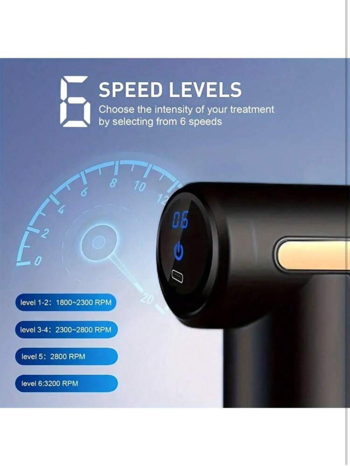 1pc Rechargeable 1200mah Battery Deep Tissue Muscle Handheld Percussion Massager