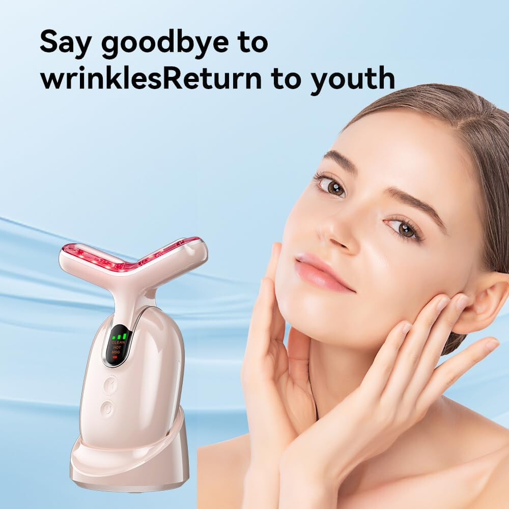 Neck Face Vibrating Massager Portable Thermal for Skin Care Double Chin