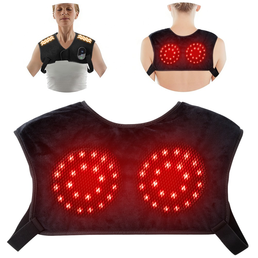 Cordless Portable Shoulder Heating Pad & Massager, Heating Vibration Shoulder