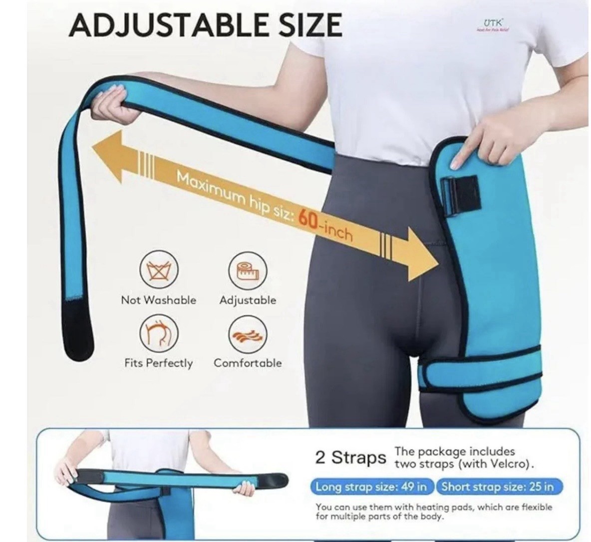 Open Box UTK Heated Hip Wrap Infrared Heat Massager Adjustable Belt