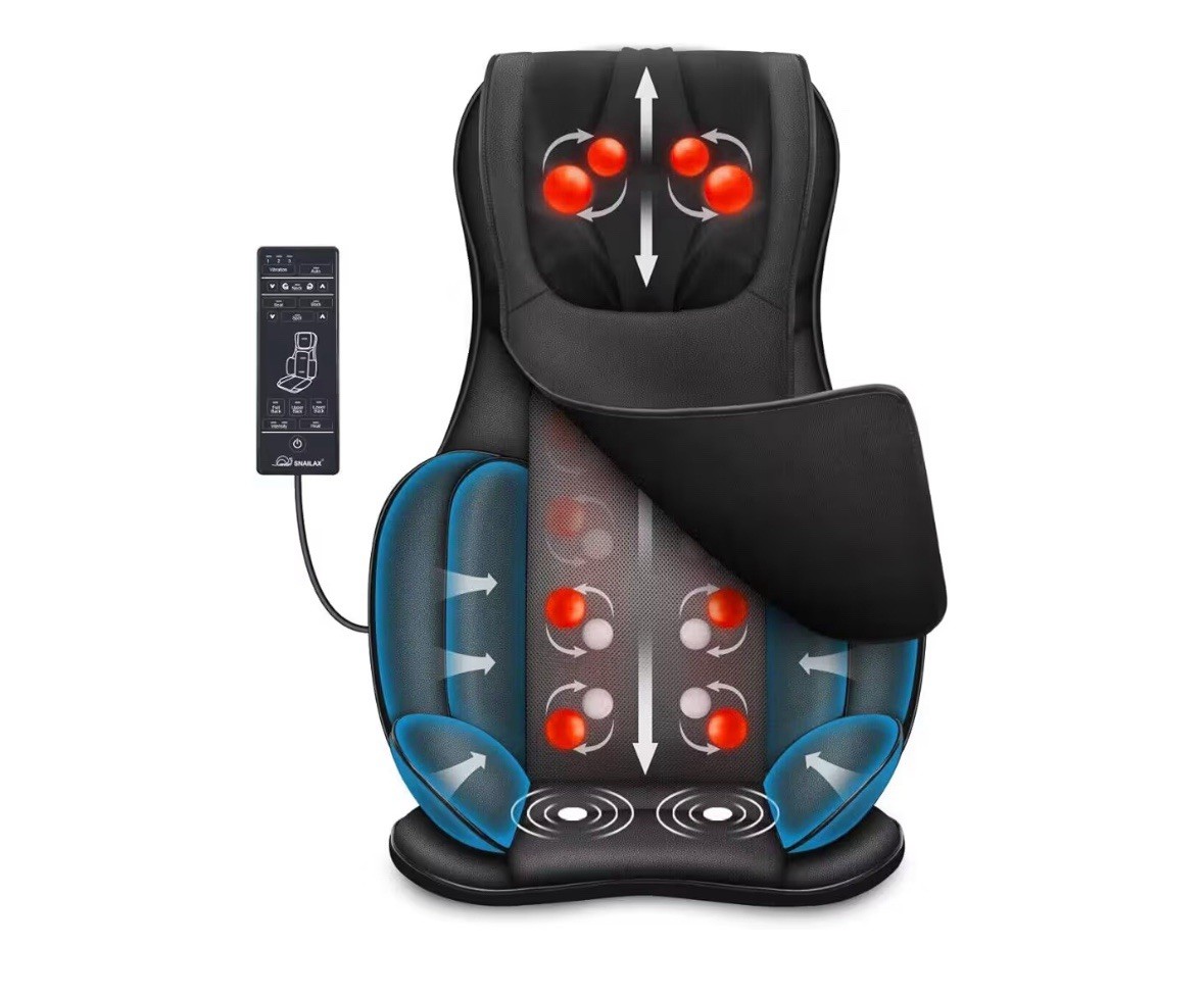 Snailax Full Body Massage Chair Pad Shiatsu Neck Back W Heat Compression – SL236