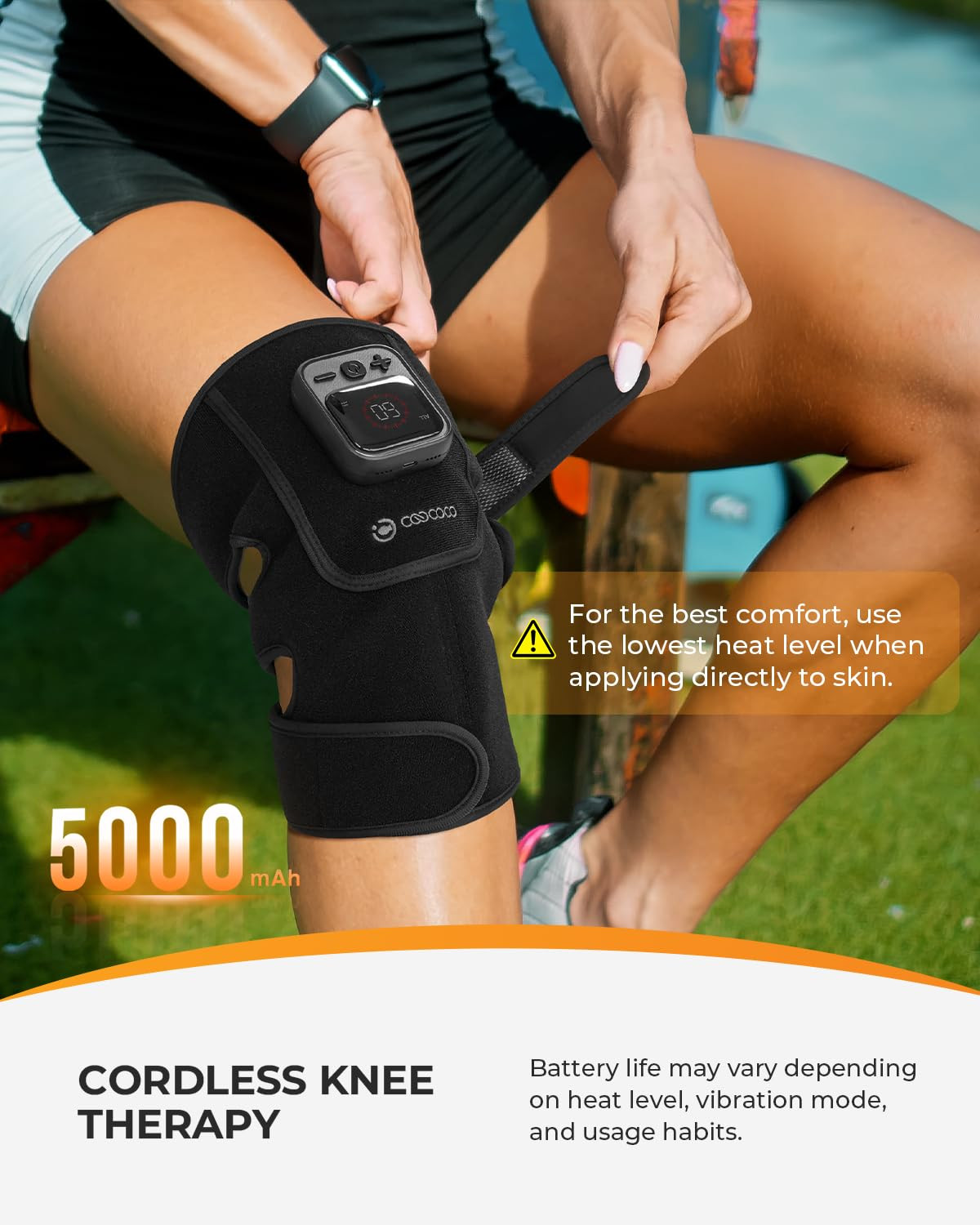 Red Light Therapy Knee Massager, Knee Pain Relief, Cordless 5000Mah Heated Knee