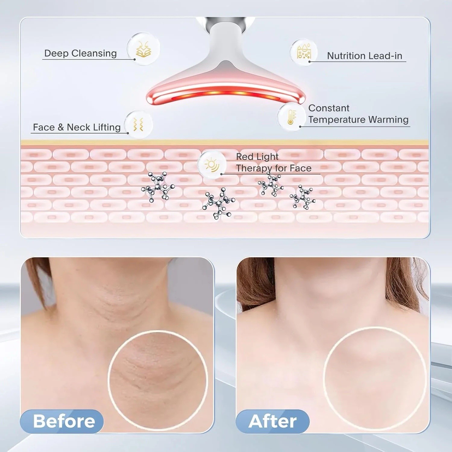 7-In-1 Deplux Face Neck Massager for Skin Care at Home, Facial Massager Glossy B