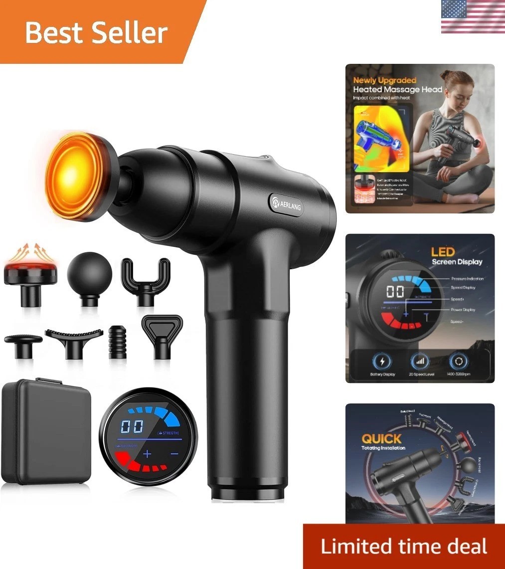 Rechargeable Deep Tissue Massage Gun with Heat for Stress Relief – 2.2 lbs