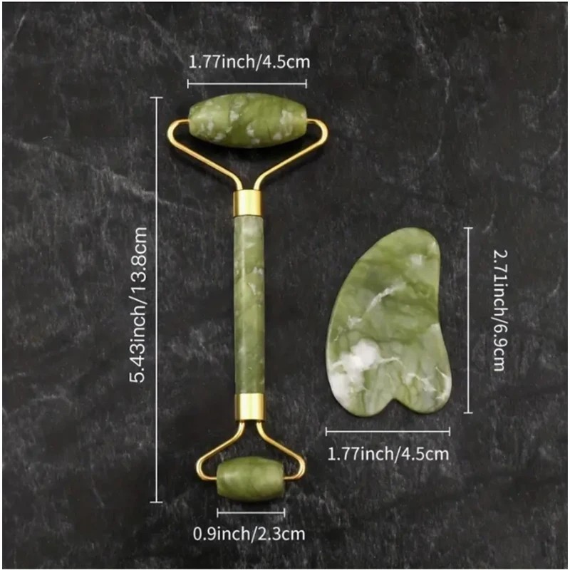 2 pcs Jade Roller and Gua Sha Set – Guasha Tool for Face – Skin Care Gift Set
