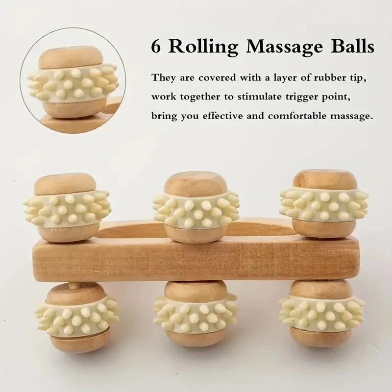 1 Pcs Wooden Massage Roller Tool, Manual Wooden Massager, Wood Back Massage