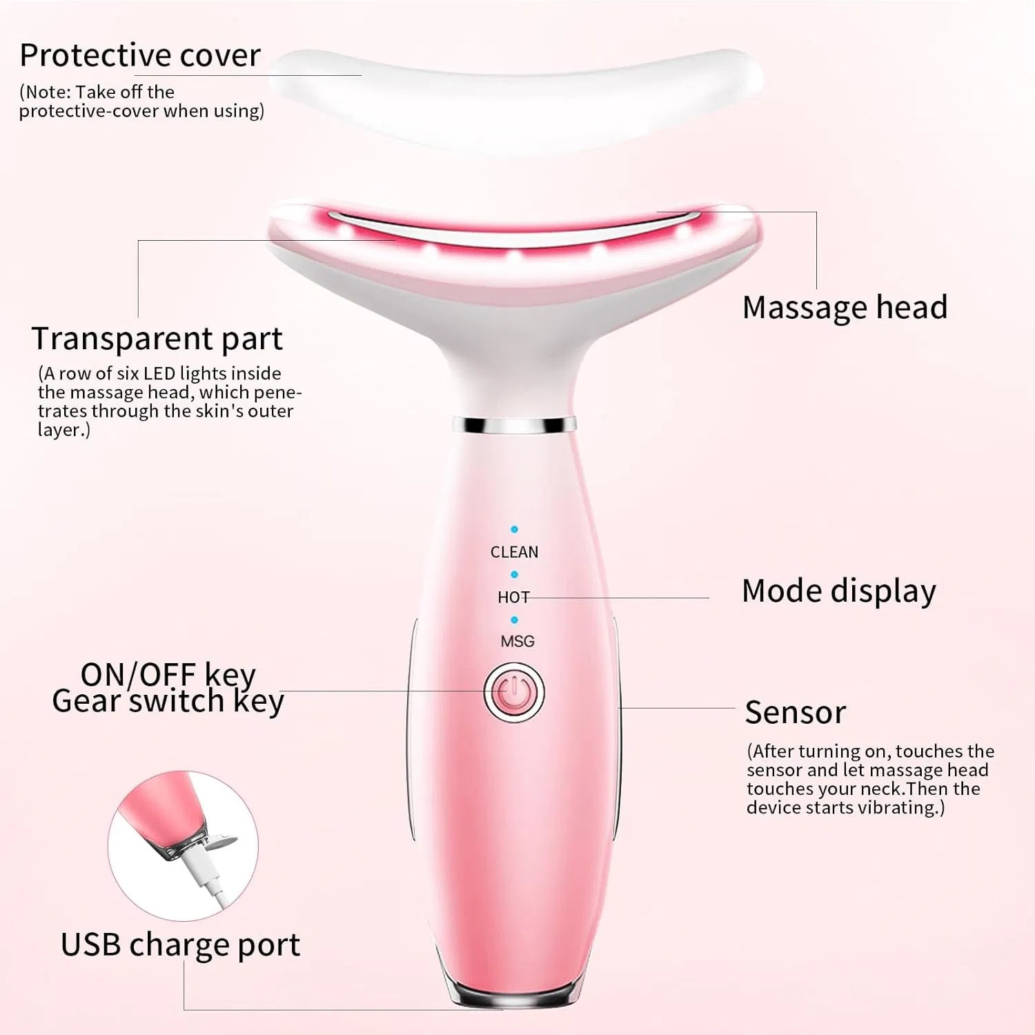 Neck Face Massager, Skin Care Face Massage Tool, 3-in-1 Facial Massager, Face Sc