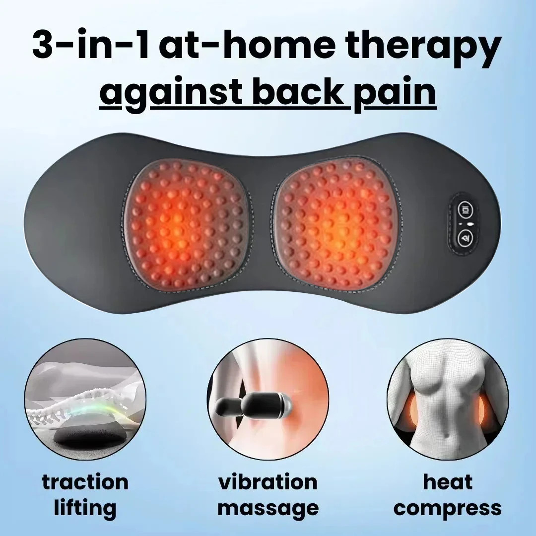 Multi-Functional 3-In-1 Back Massager with Relief Bed Sleeping Shiatsu Deep Tiss