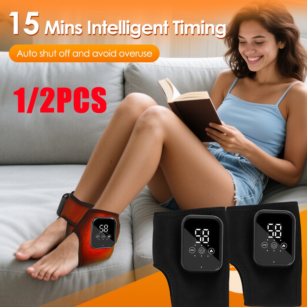 1/2PCS Heated Ankle Wrap Vibration Massage Relieve Ankle Discomfort Fatigue