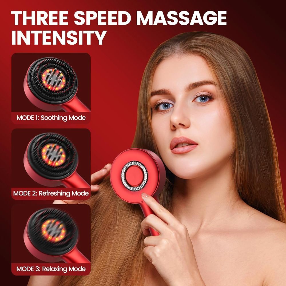 Electric Red Light Hair Brush for Hair Growth Hair Oil Applicator Massager Comb