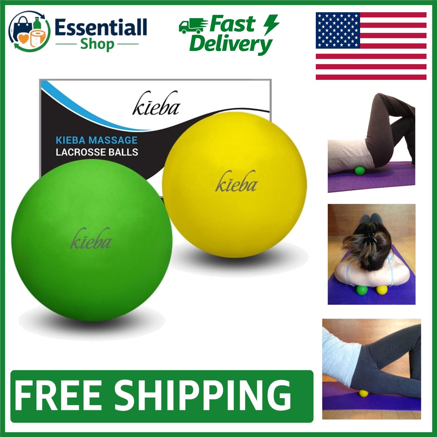 Vibrant Green & Yellow Massage Balls for Trigger Point Therapy – Travel Friendly