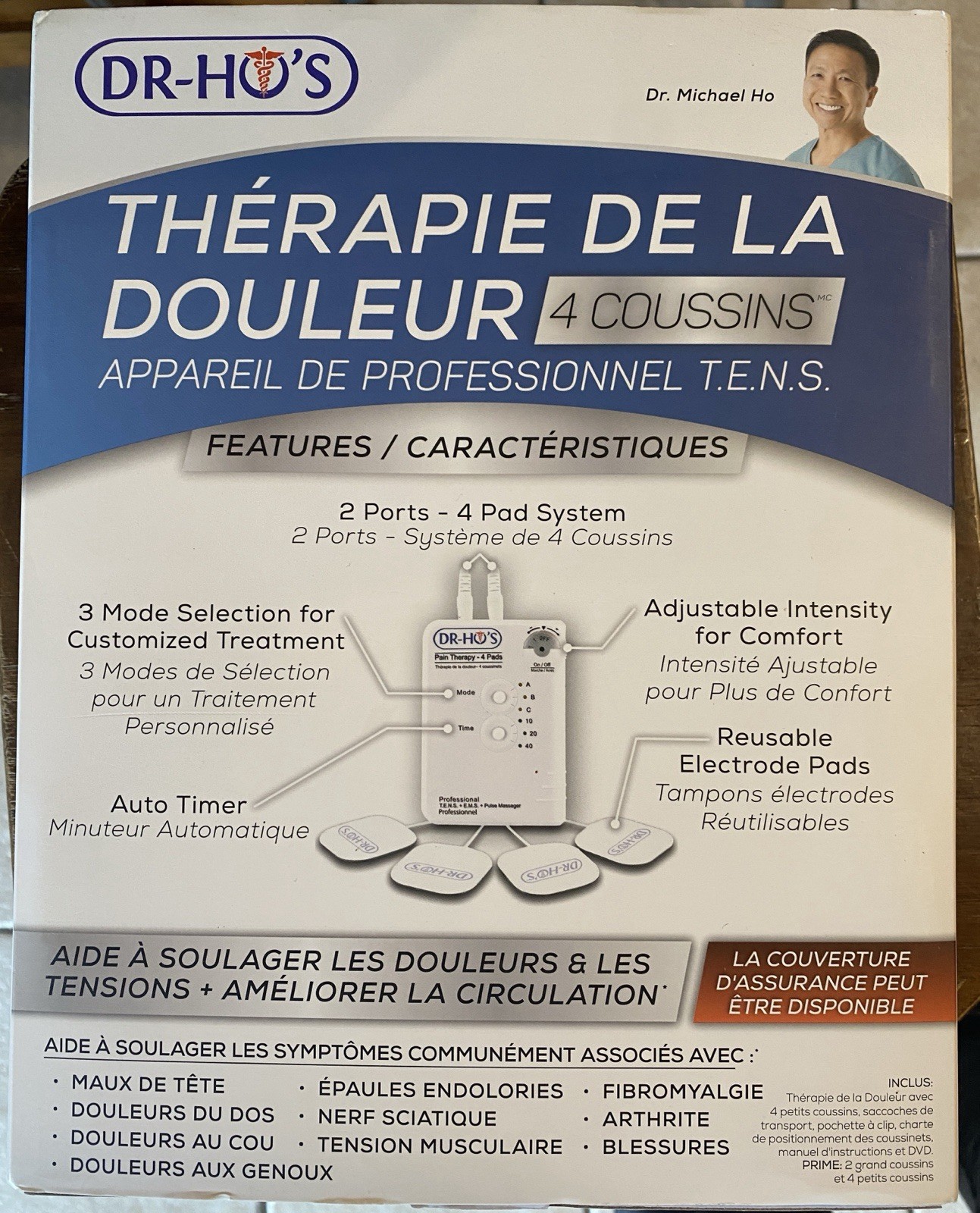 DR-HO’S Pain Therapy System 4-Pad Device Pain Relief Massager with/no Color Box