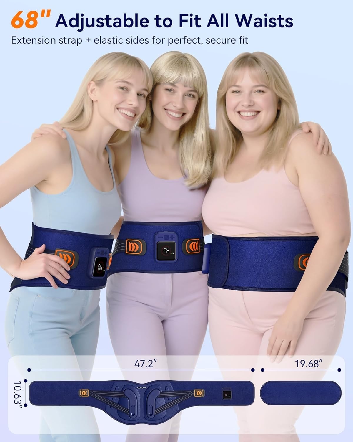 68″ Cordless Heating Pad for Back Pain Relief with 5 Heat & 6 Vibration, Lower B
