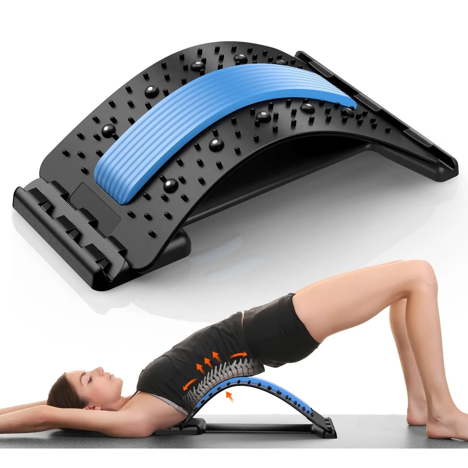 Lower Back Lumbar Pain Spine Stretcher Massager Posture Relief Cracker Support
