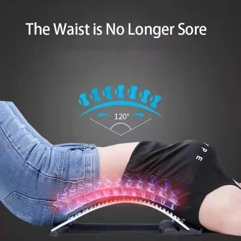 3-Level Adjustable Back Stretcher Posture Corrector Lumbar Support with Massage